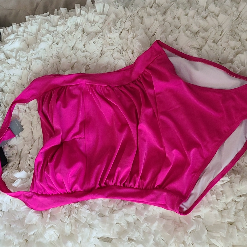 NWT Smismivo Tummy Control Fuschia Retro Swimsuit Sz Lrg